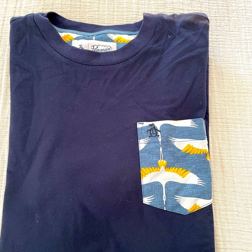 Navy Penguin pocket Tee